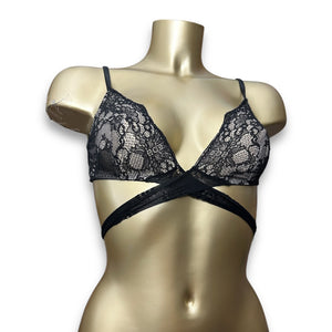 Black mesh tie up bralette (S)