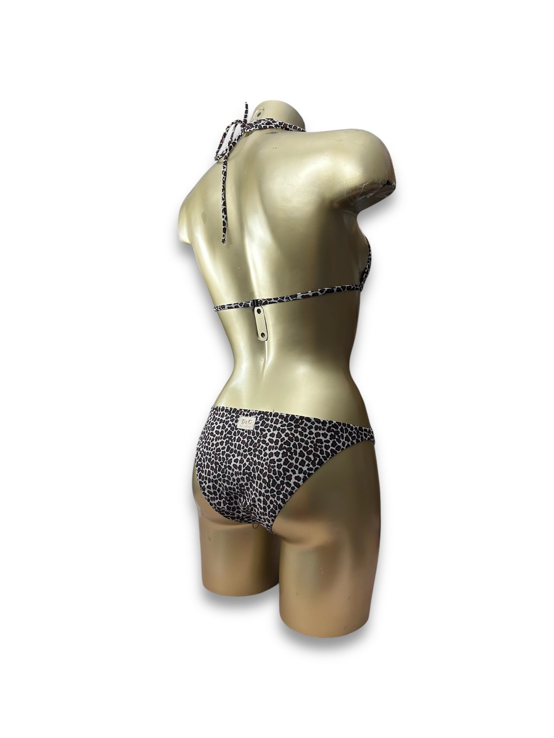 Brown panther print low waisted bikini set (M)