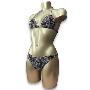 Brown panther print low waisted bikini set (M)