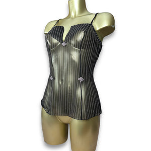 Brown mesh babydoll cami top (M)