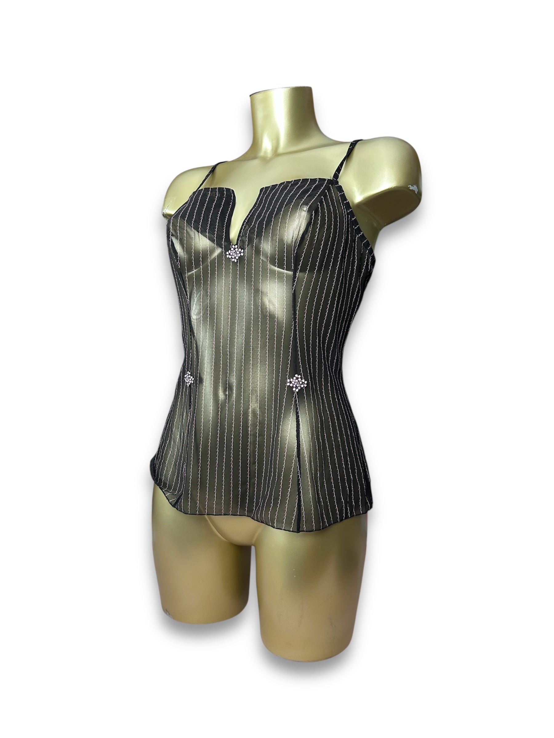 Brown mesh babydoll cami top (M)