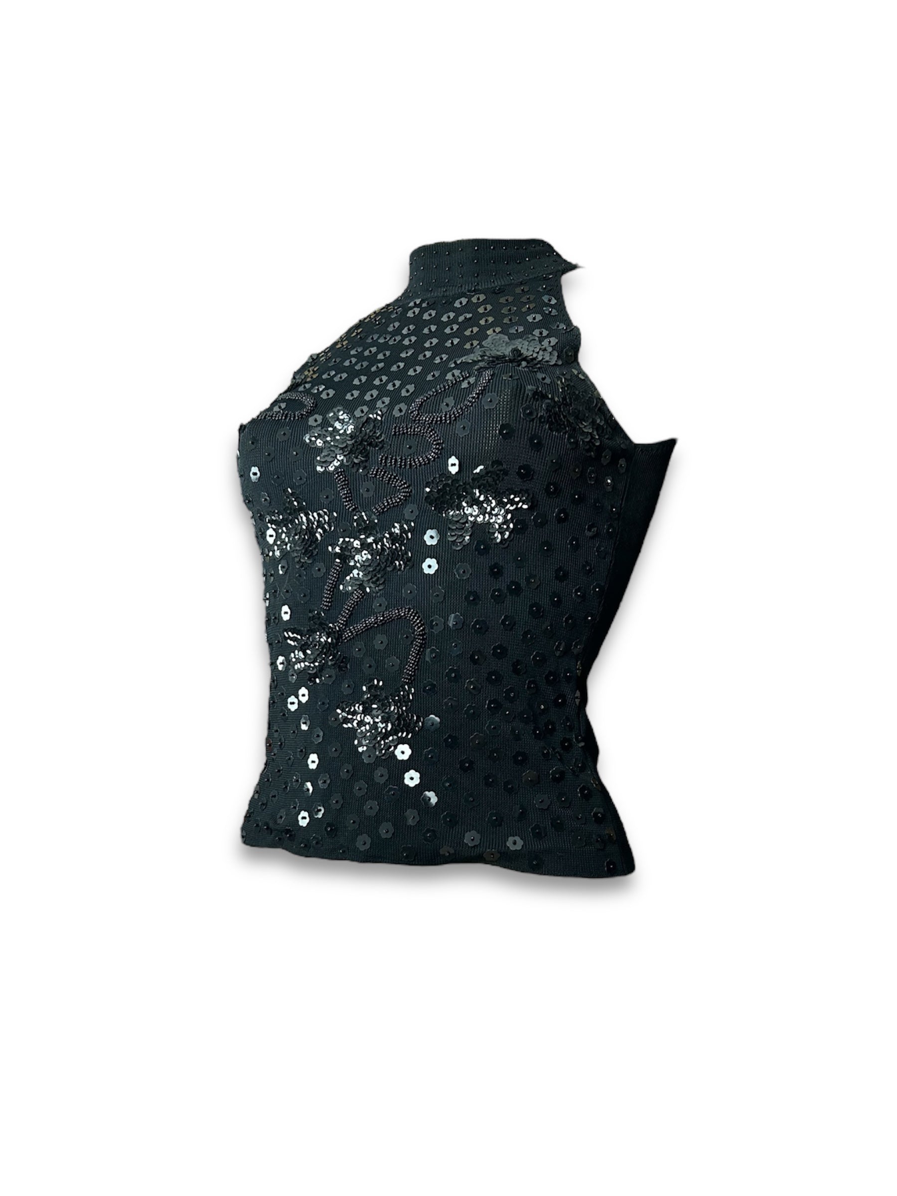 Black pearls tight fit top (S/M)