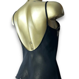 Black mesh backless embroidered top (S/M)