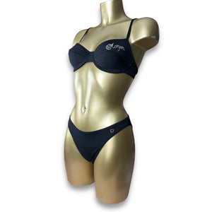 Black strass logo bikini set (M)