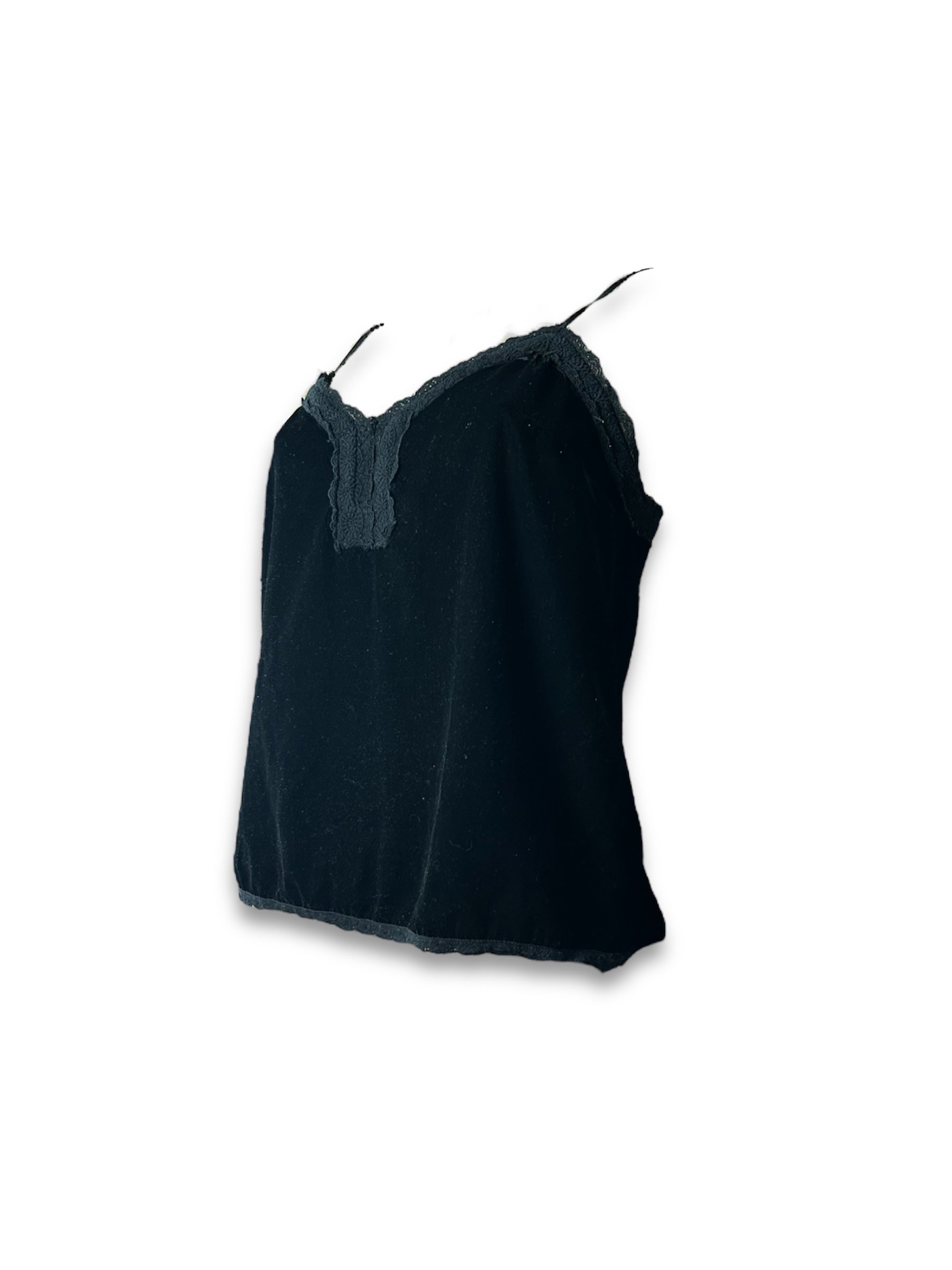 Black velvet cami top (M)
