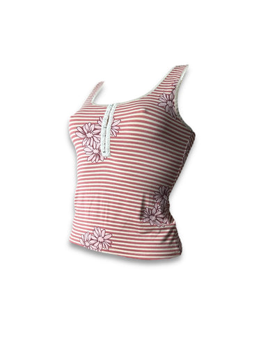 Orange striped corset floral cami top (S)