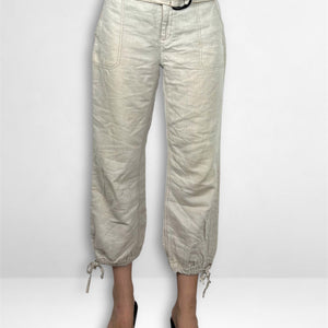 Beige linen low rise capri pants (S)