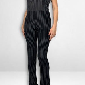 Black striped office jumpsuit (S/M)
