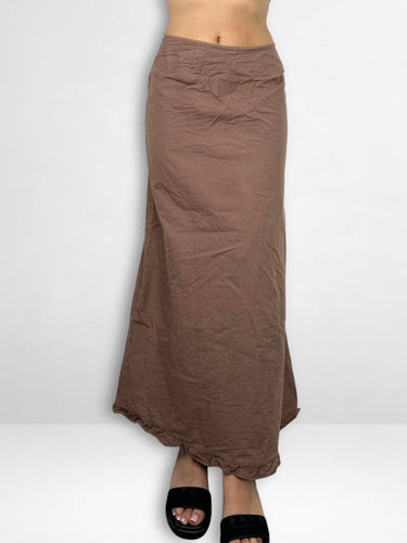 Brown 100% cotton high rise maxi skirt (S)