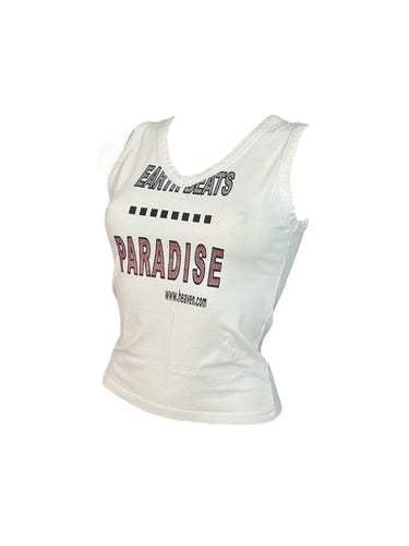 White glitters text print tank top (S)