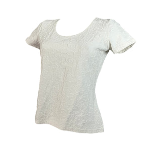 White embroidered cotton tee (S)