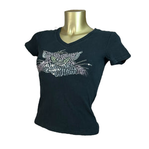 Black 100% cotton sequins tee (S)