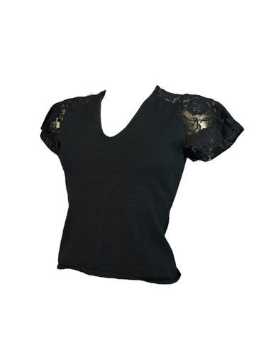 Black lace detail tee (M)