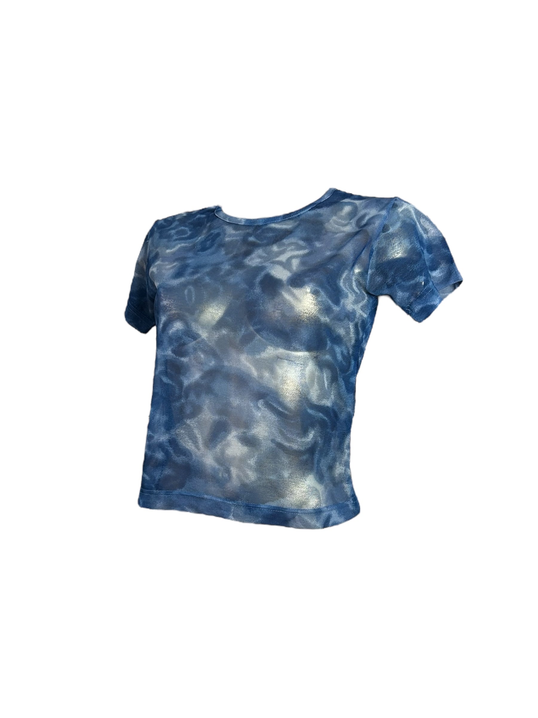 Blue mesh see trough tee (M/L)