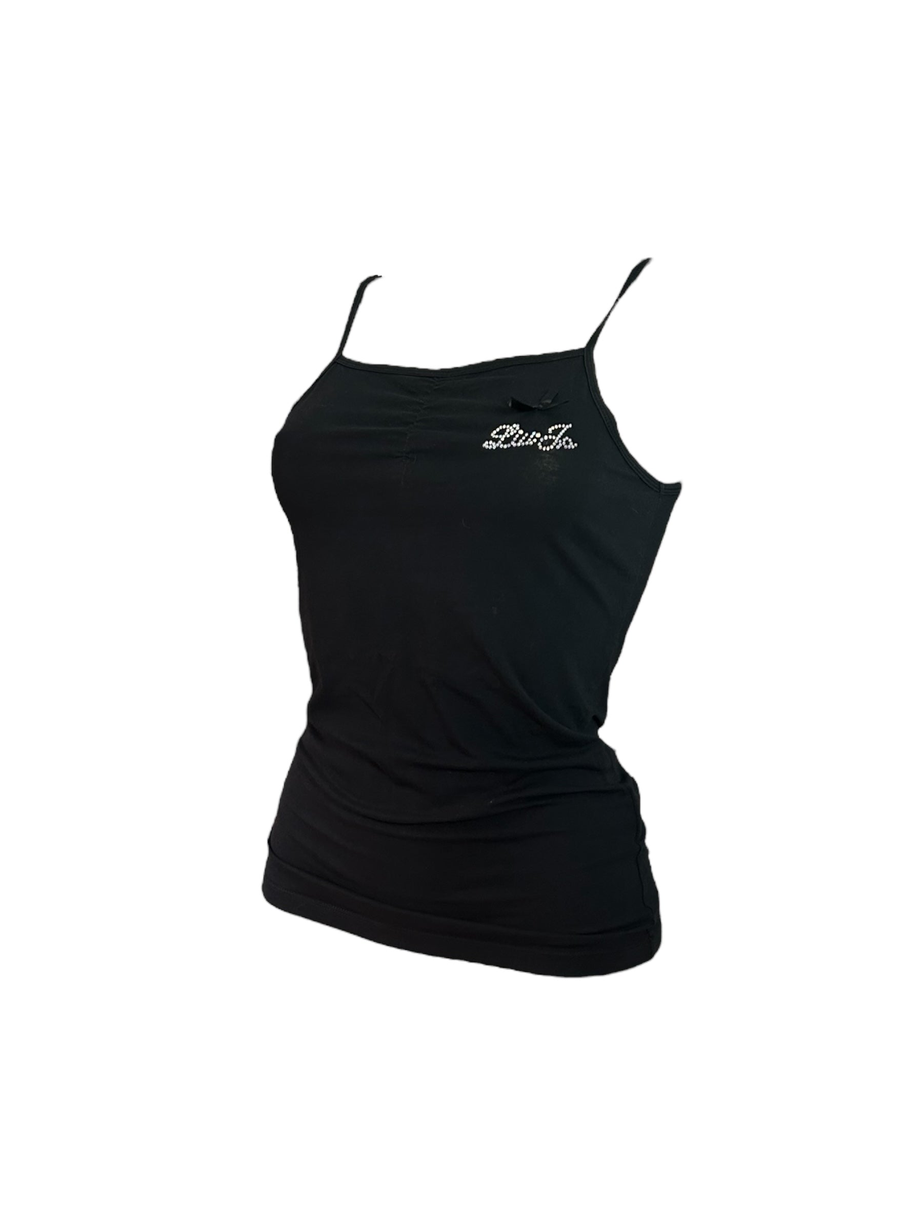 Black strass logo cami  top (S)