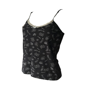 Black graphic print cami  top (XS/S)