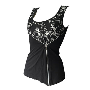 Black zip up stretchy tank top (M/L)
