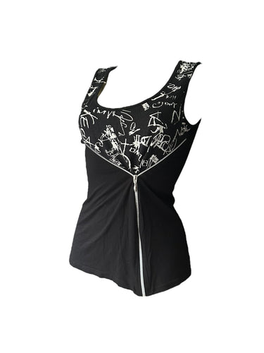 Black zip up stretchy tank top (M/L)