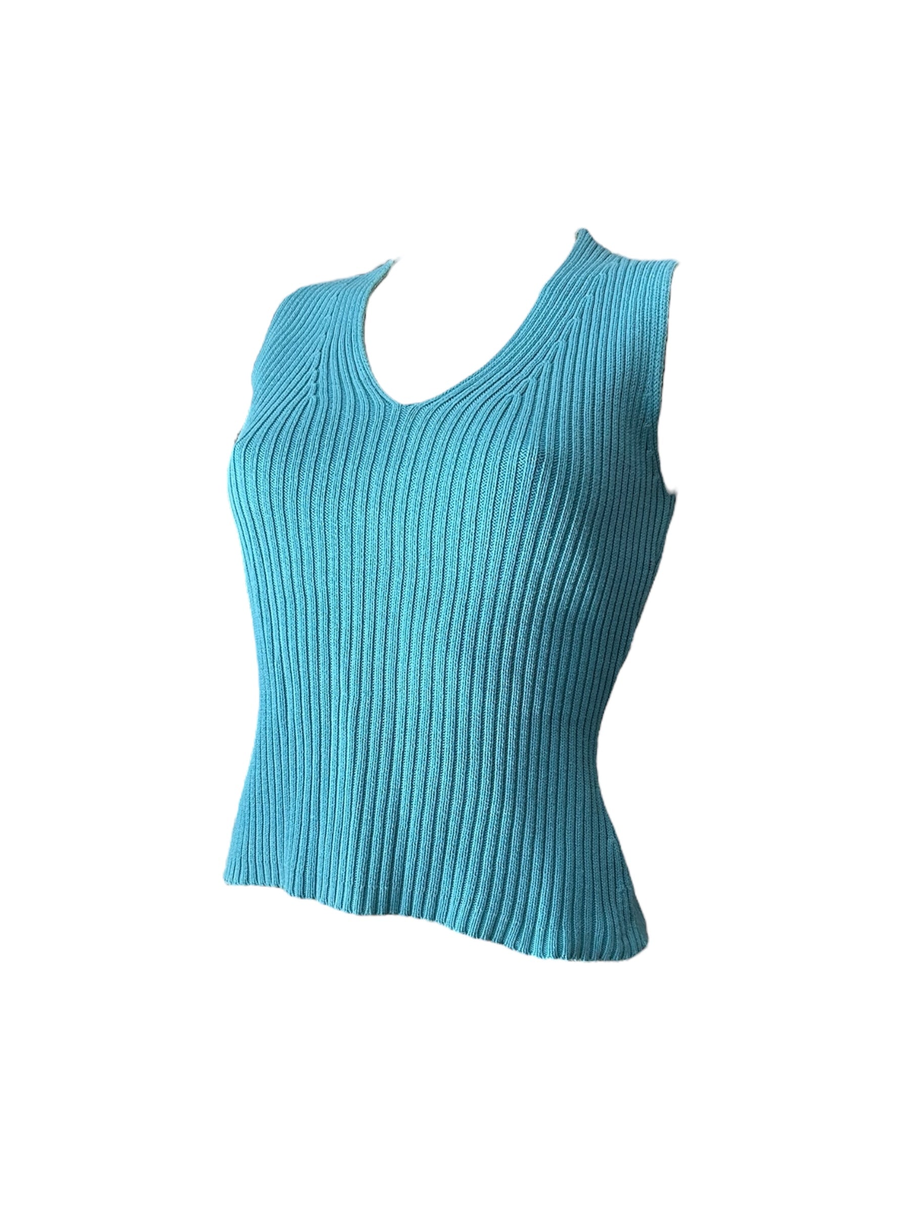 Blue knitted tank  top (S)