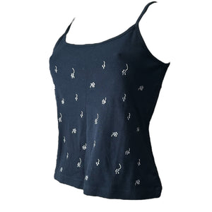 Navy blue embroidered cami top (M)