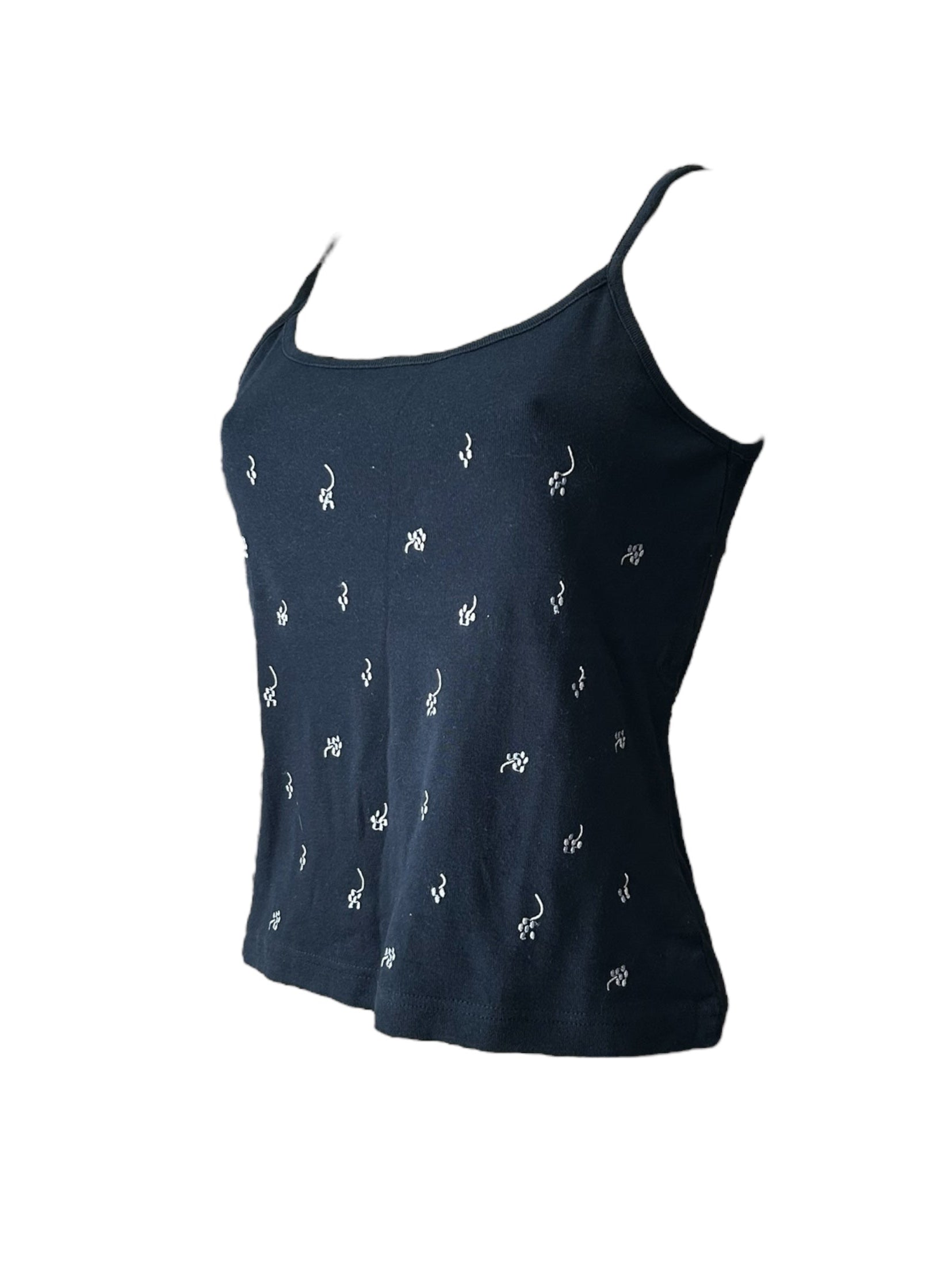 Navy blue embroidered cami top (M)