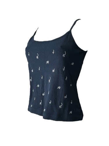 Navy blue graphic print 90s y2k vintage cami top (M)
