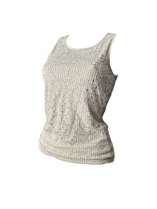 Beige lace detail tank top (S)