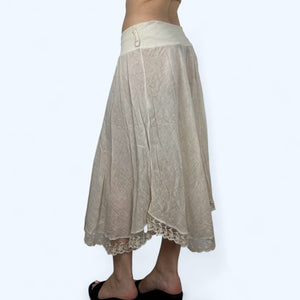 Beige see trough stretchy low rise maxi skirt (S/M)