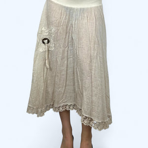 Beige see trough stretchy low rise maxi skirt (S/M)