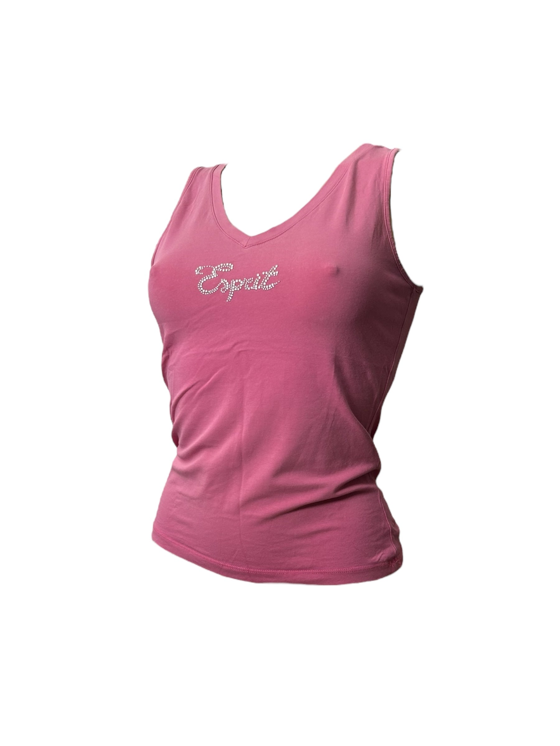 Pink strass logo tank top (S/M)