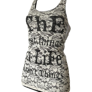 Grey lace lined tank top (S/M)