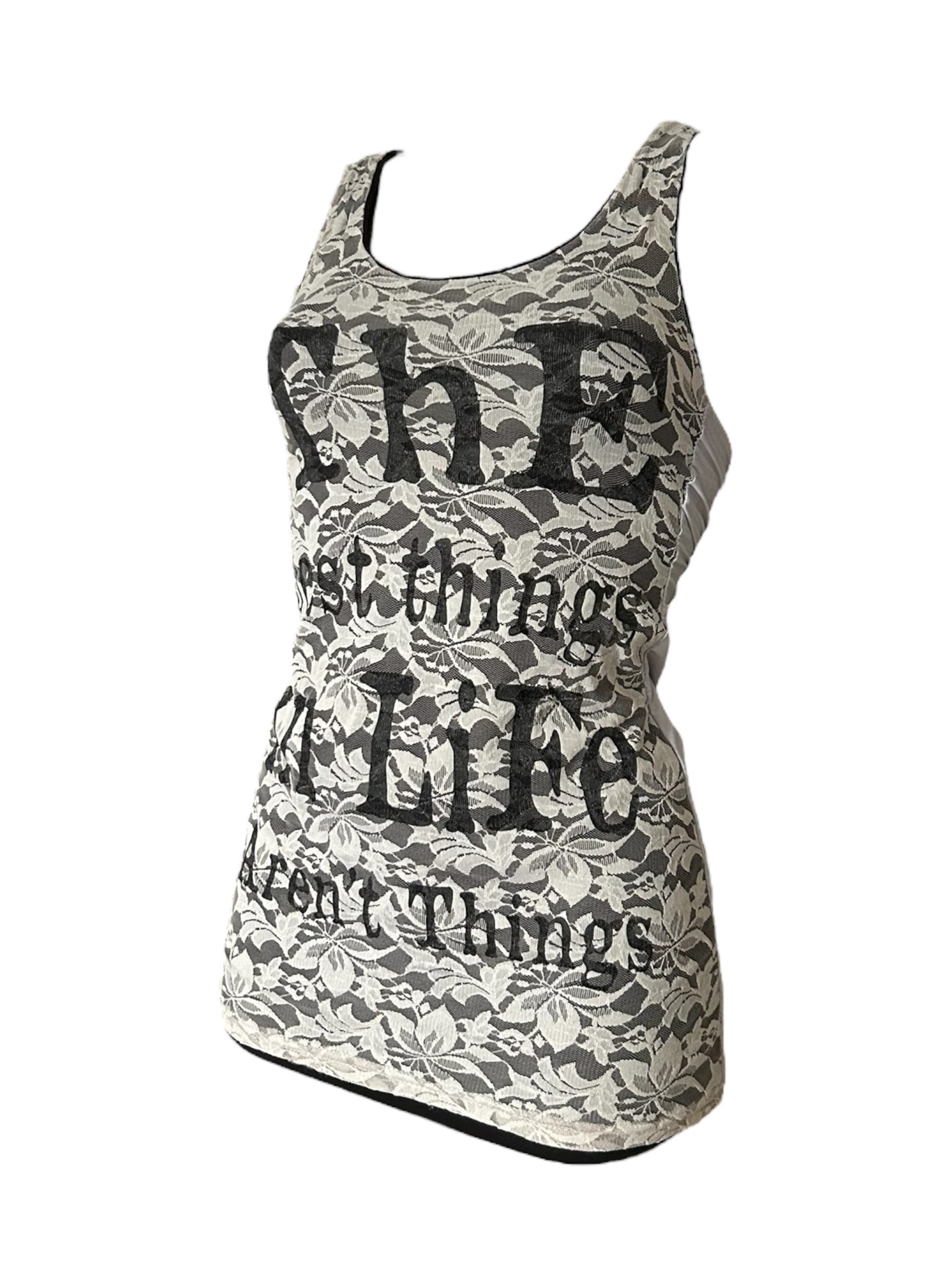 Grey lace lined tank top (S/M)