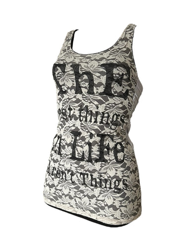 Grey lace lined tank top (S/M)