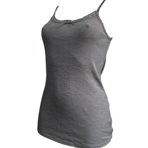 Khaki ribbed stretchy cami top (M)