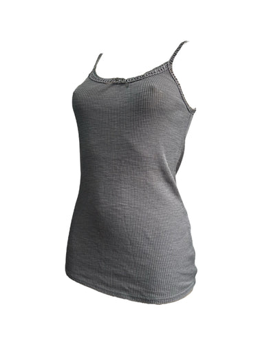 Khaki ribbed stretchy cami top (M)