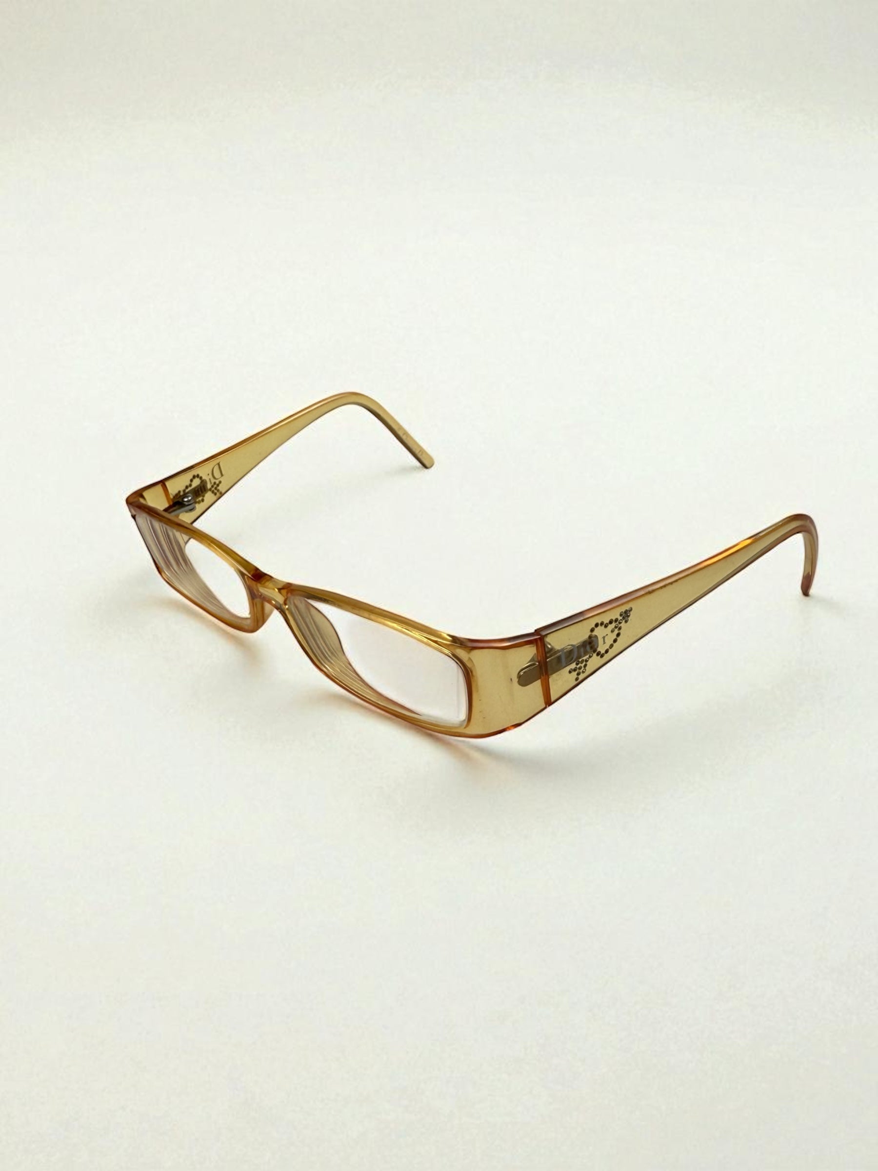 Beige rhinestones 2000s office glasses (with prescription)