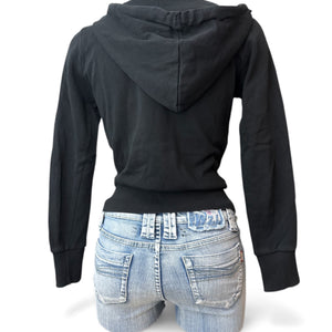 Black 100% cotton zip up sweatshirt (S)