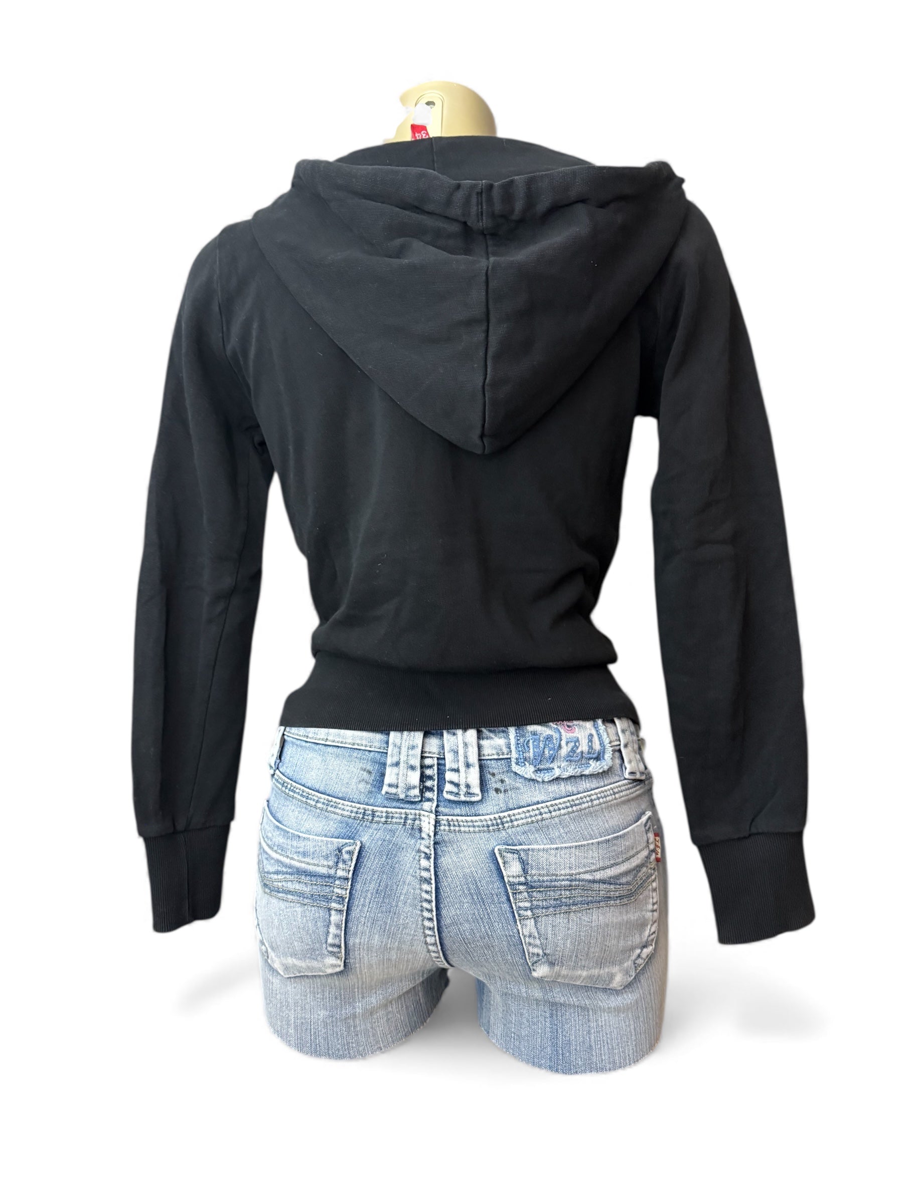 Black 100% cotton zip up sweatshirt (S)