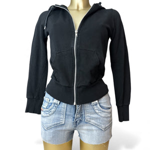 Black 100% cotton zip up sweatshirt (S)