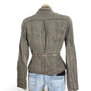Khaki 100% linen blazer jacket (L)