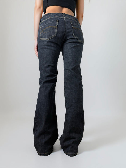 Navy blue extra low rise flared pants (L/XL)