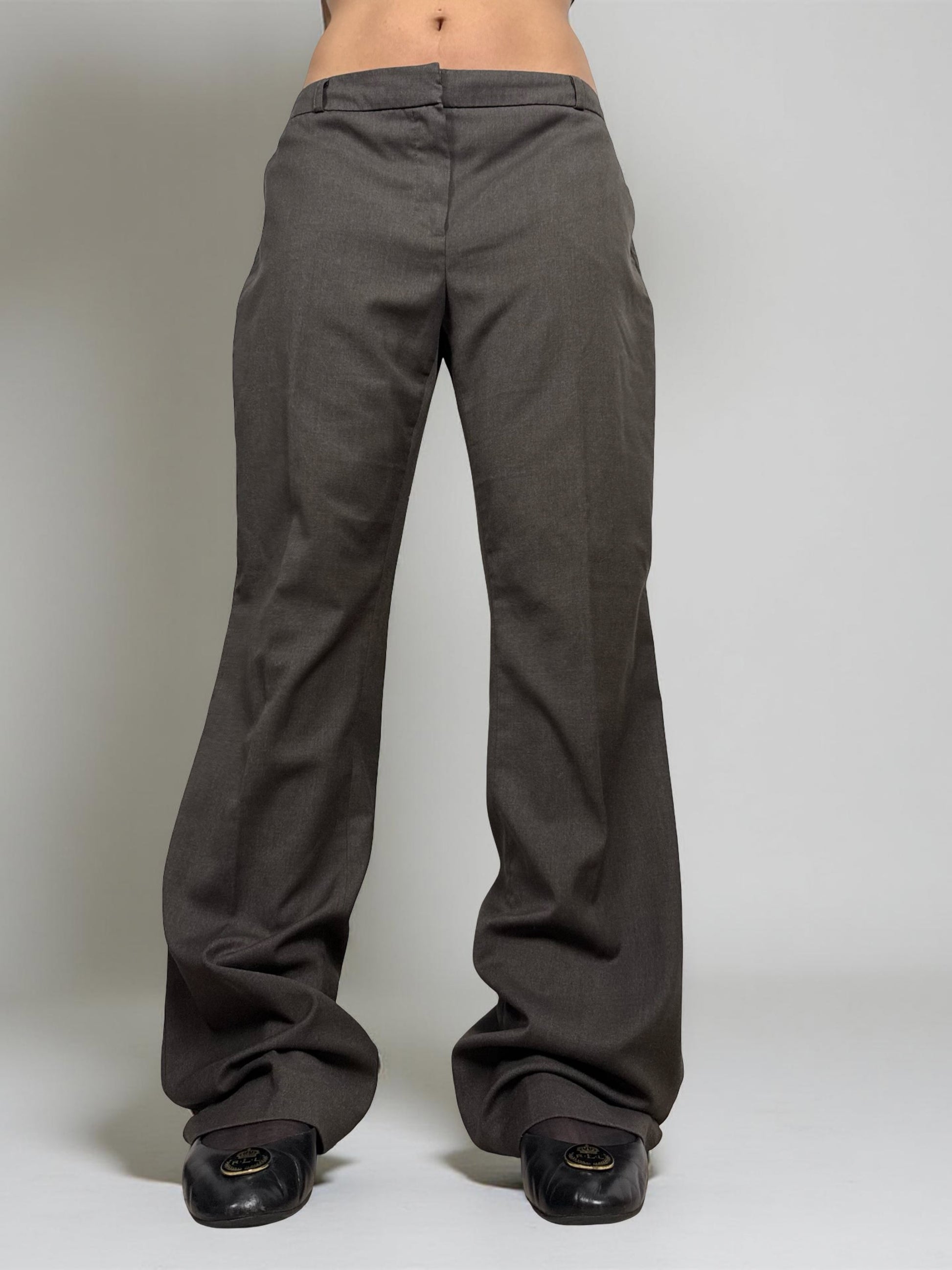 Brown low rise office flare baggy pants (XXL)