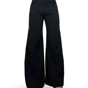Black low waist office baggy flared pants (S/M)