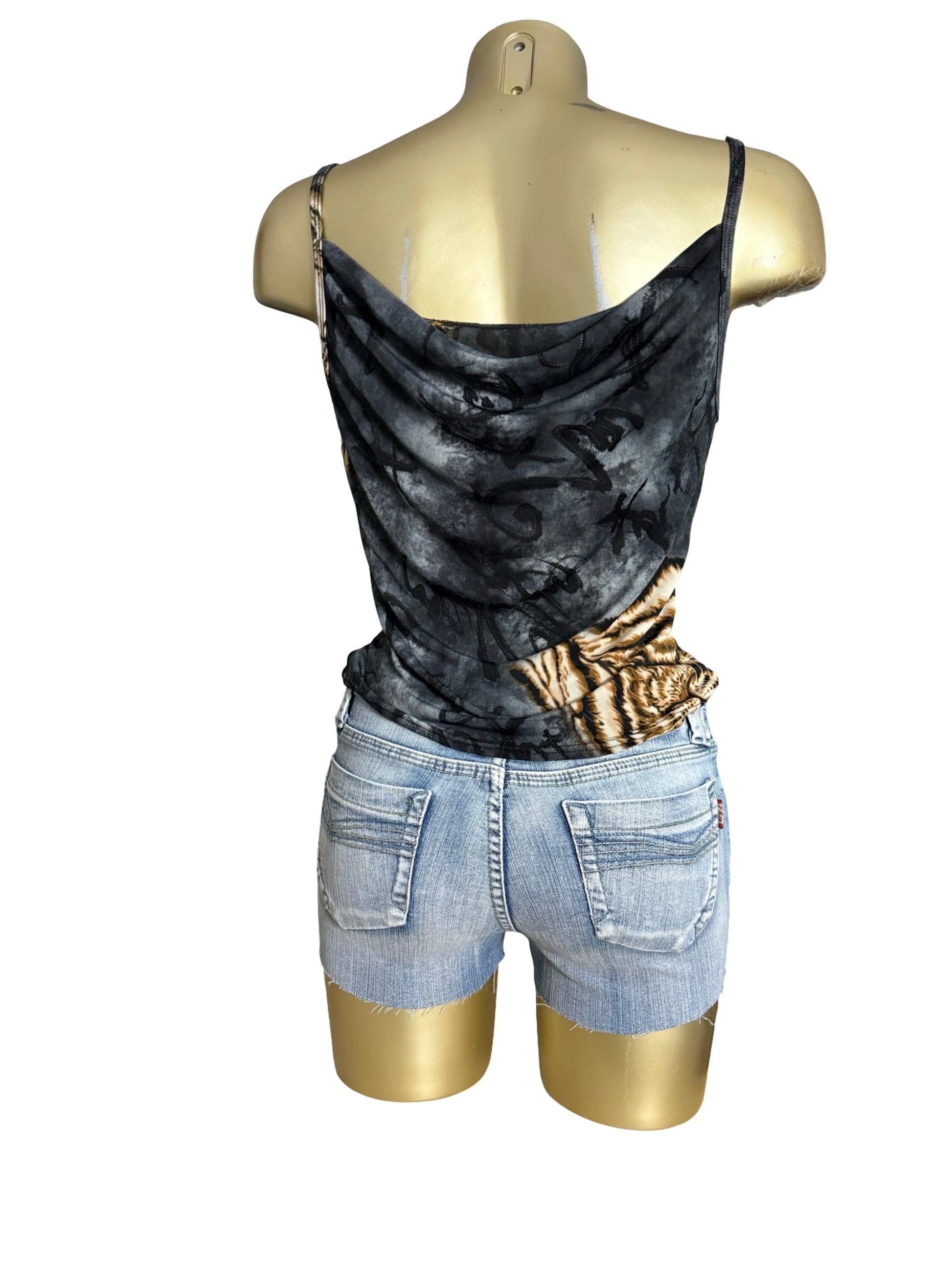 Grey tiger print cami top (L)