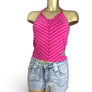 Striped pink cotton top (XS)