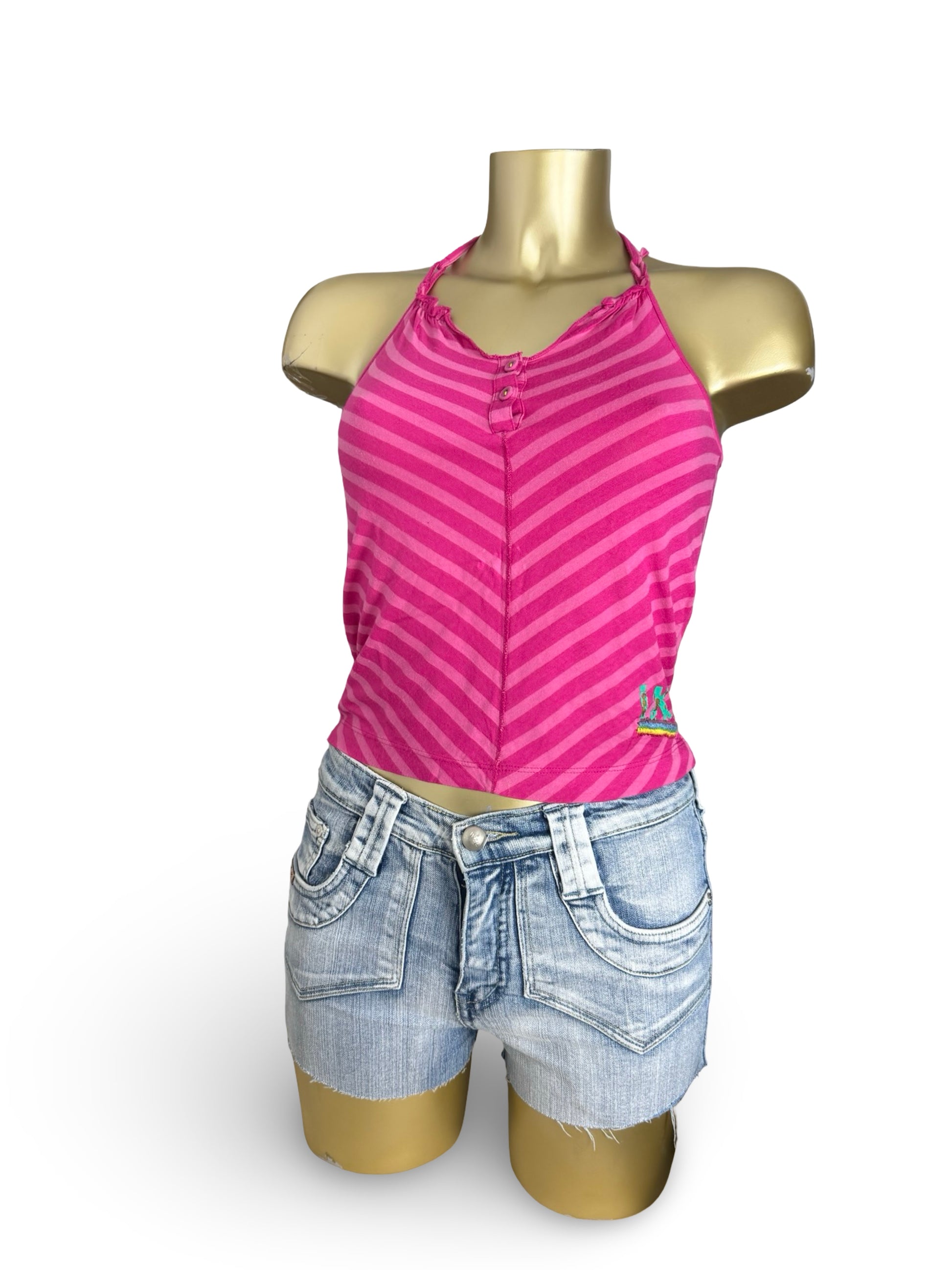 Striped pink cotton top (XS)