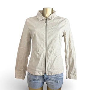 Beige cotton zip up biker jacket (M)