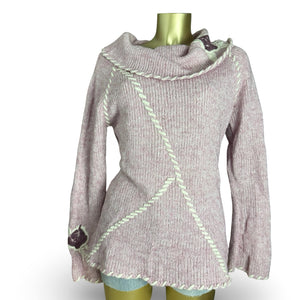 Pink floral wool turtleneck knit jumper (XL)