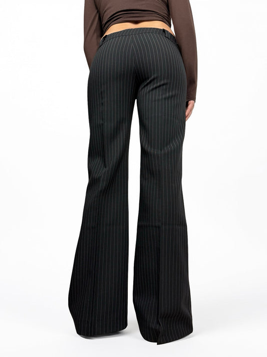 Black low rise office flare pants (S)