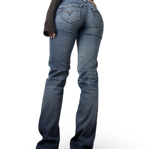 Navy blue low rise straight legs pants (S)